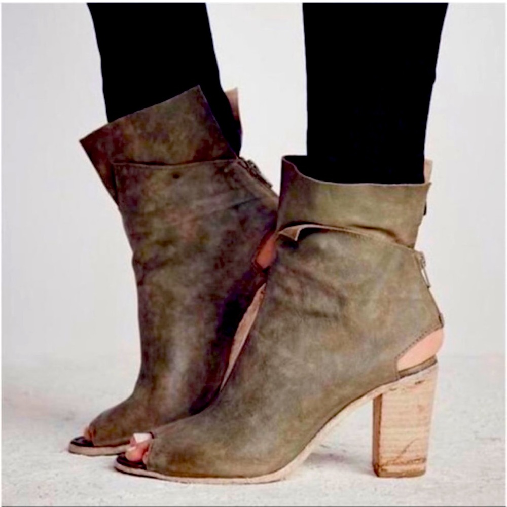 Free People Golden Road Peep Toe Leather Boots